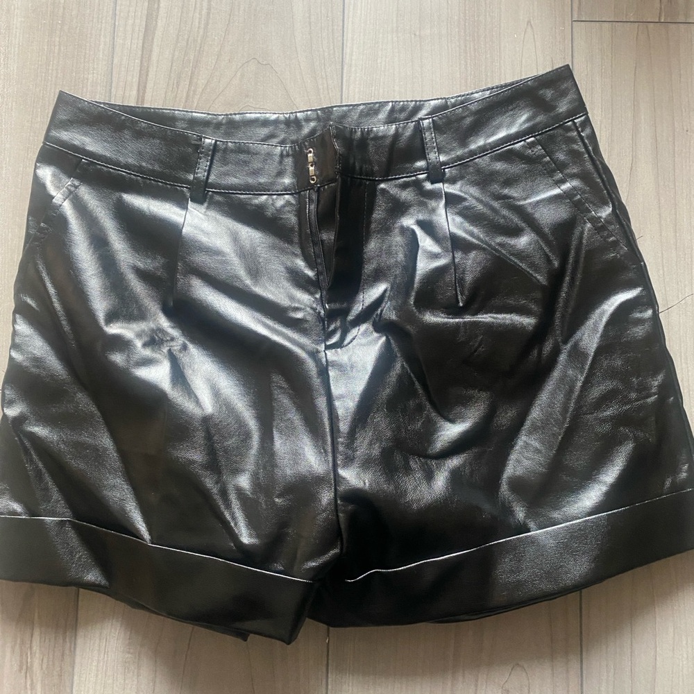 SHEIN Black High Waist Faux Leather Shorts